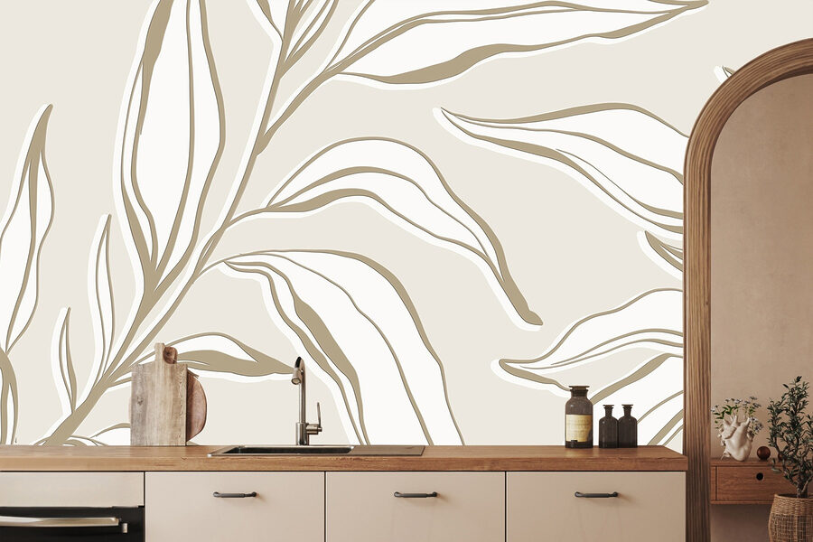 Wall murals Delicate leaves on a muted background - Image 4