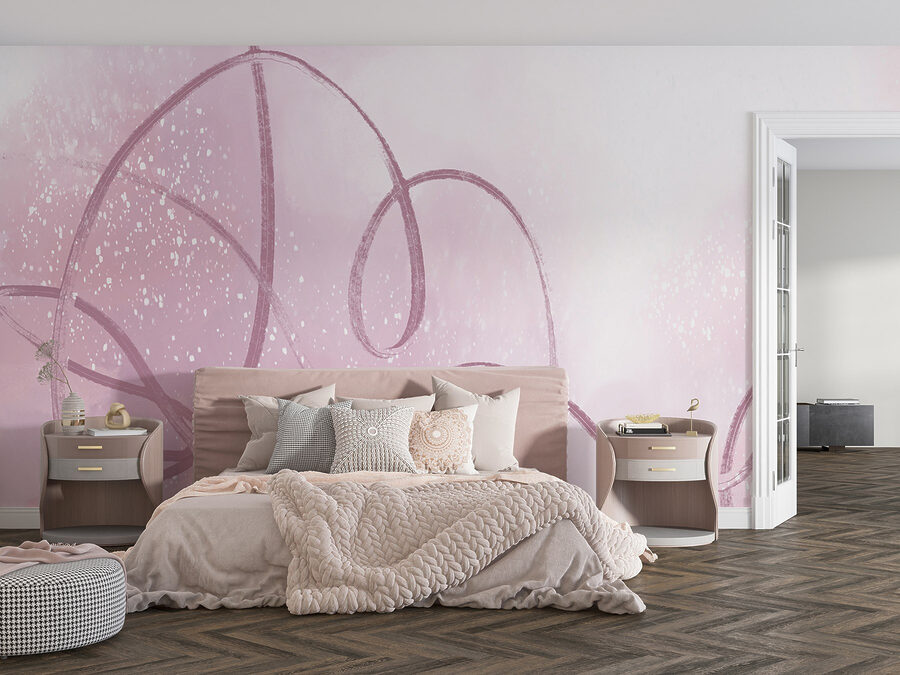 Pink and white background with a line