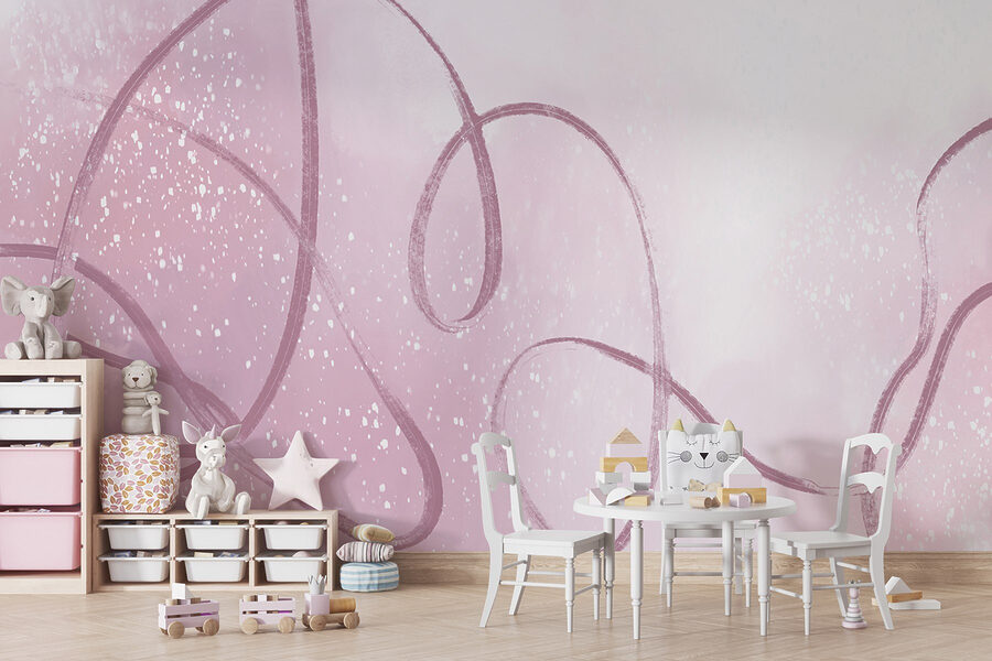 Pink and white background with a line