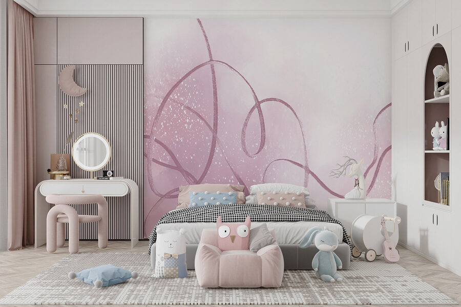 Pink and white background with a line