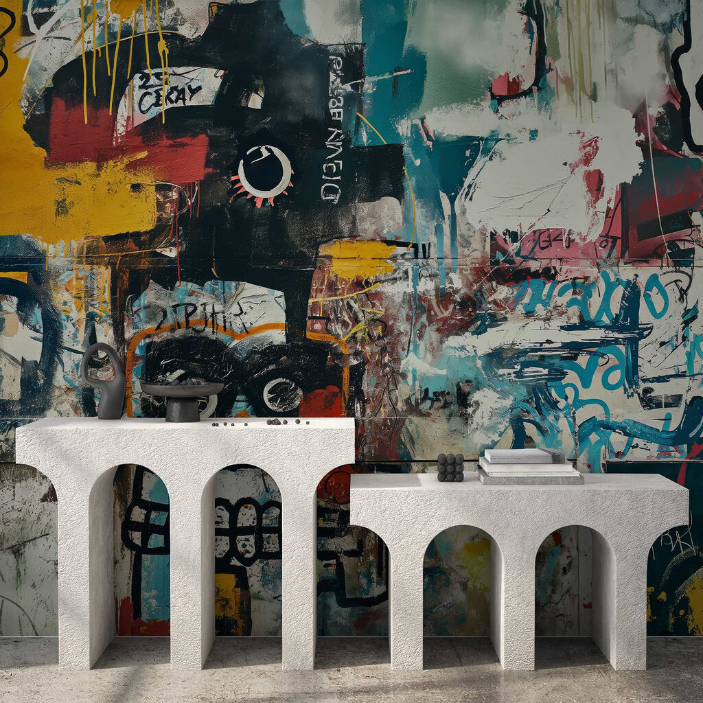 Wall with graffiti on it