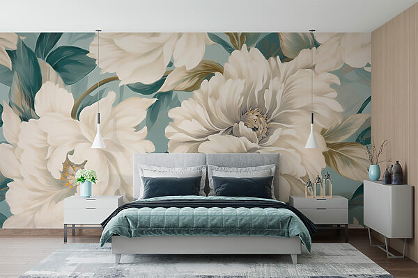 Wall murals – Elegant blooms in soft hues (SKU: w02038) Wall murals Wall murals – Elegant blooms in soft hues (SKU: w02038)