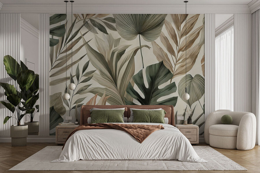 Wallpaper with leaves