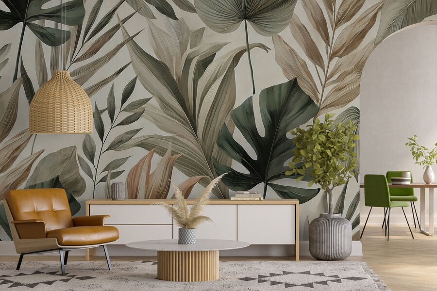Wallpaper with leaves