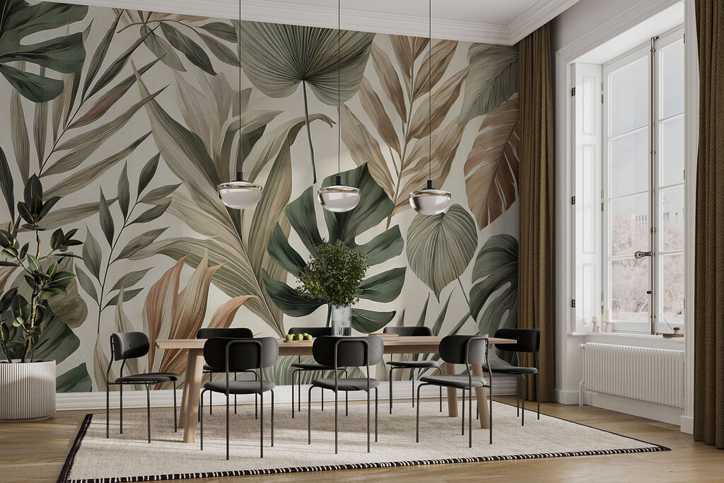 Wallpaper with leaves