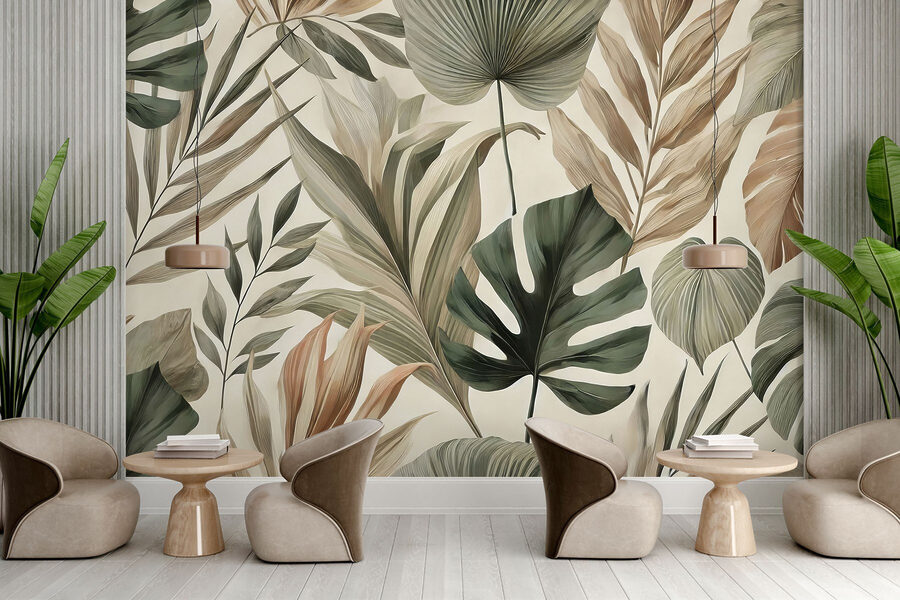 Wallpaper with leaves