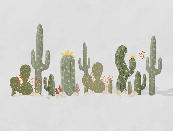 Group of cactuses in a row Group of cactuses in a row