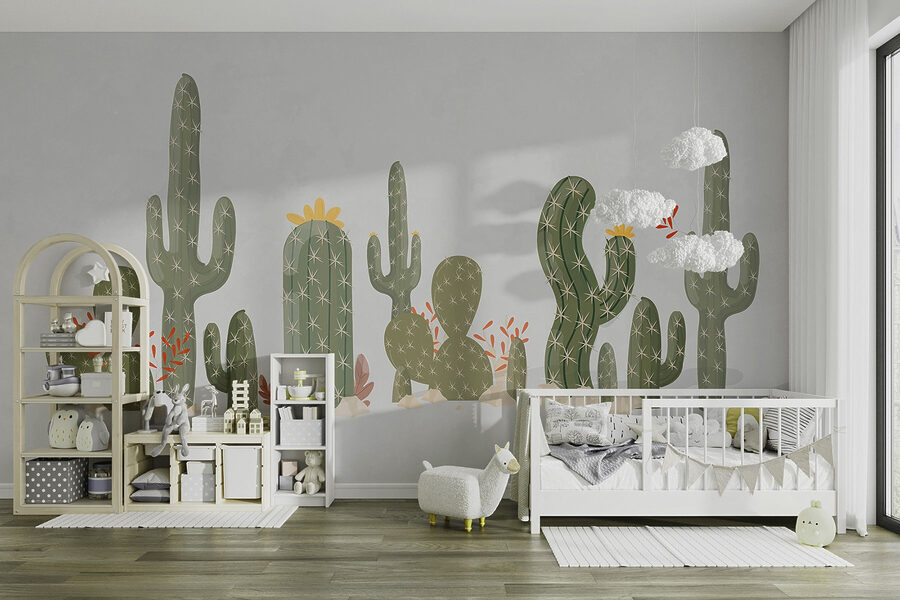 Group of cactuses in a row