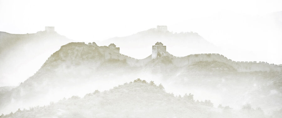Wall murals Wall on a hill with fog - Image 3