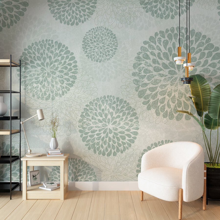 Wallpaper with circles and flowers Wallpaper with circles and flowers