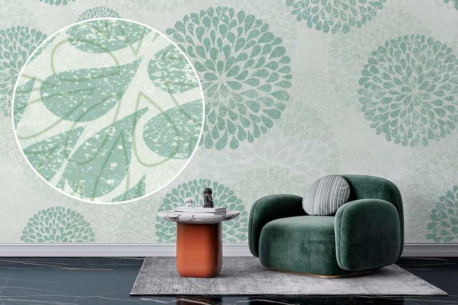 Wallpaper with circles and flowers Wallpaper with circles and flowers