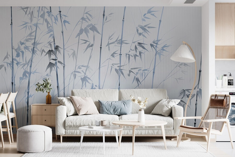 Wall murals Gentle bamboo silhouettes in soft hues