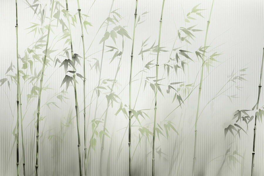 Wall murals Bamboo stems with leaves painted on them - Image 4