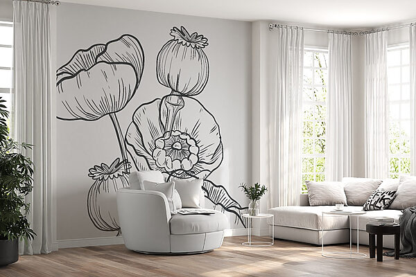 Drawing of flowers on a white background Drawing of flowers on a white background