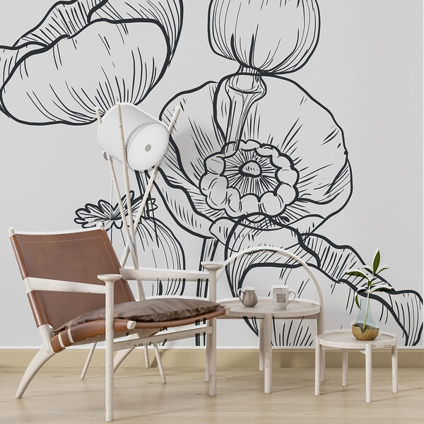 Drawing of flowers on a white background Drawing of flowers on a white background