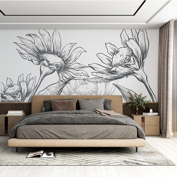 Drawing of flowers with leaves Drawing of flowers with leaves