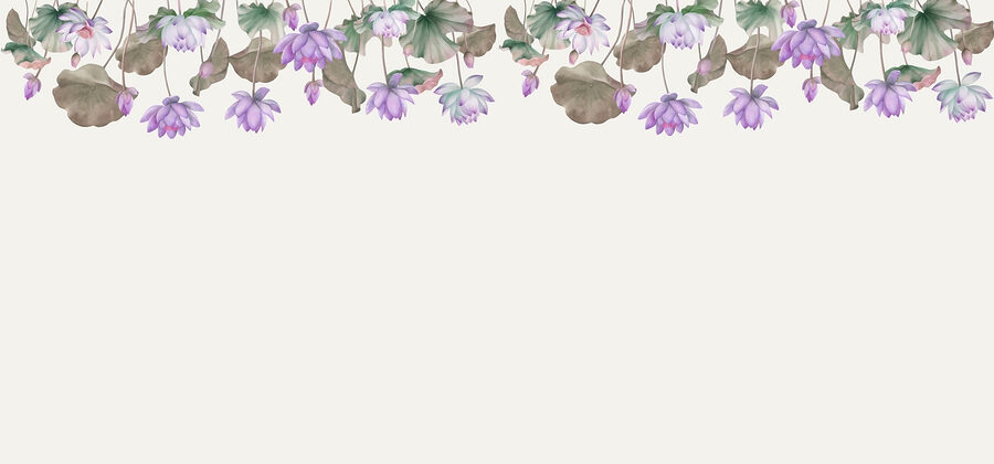 Wall murals Row of purple flowers and green leaves - Image 3