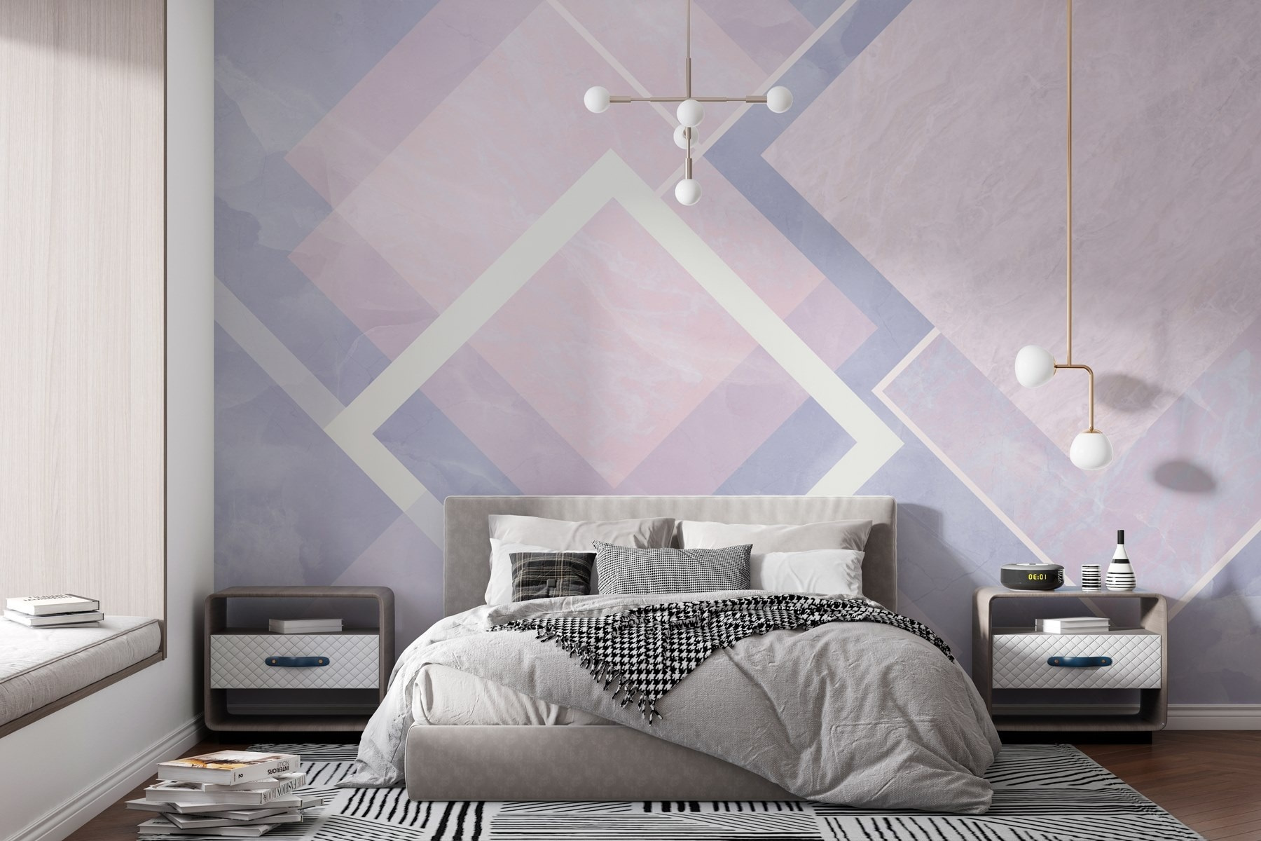 Abstract pastel geometric design composition