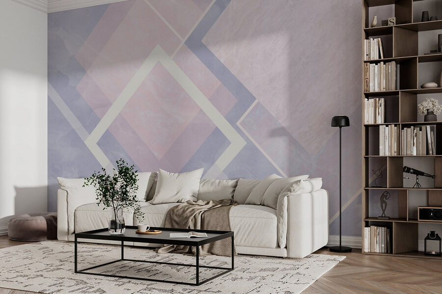 Abstract pastel geometric design composition