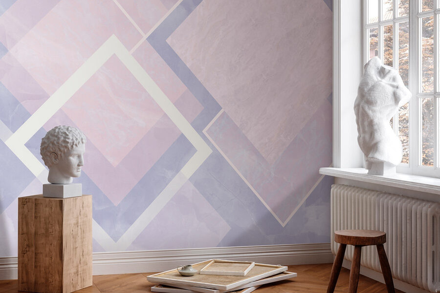 Abstract pastel geometric design composition