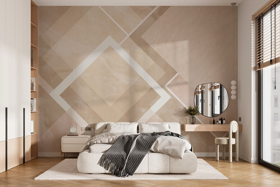 Soft shapes in muted tones.