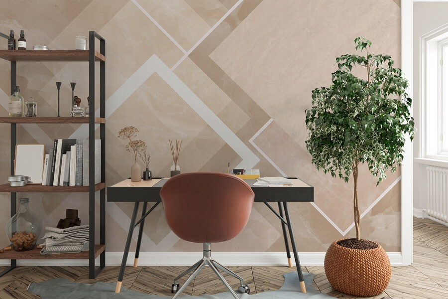 Soft shapes in muted tones.