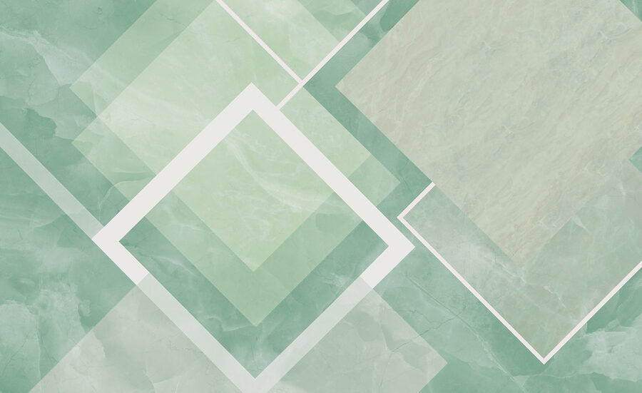 Green and white tile with white lines