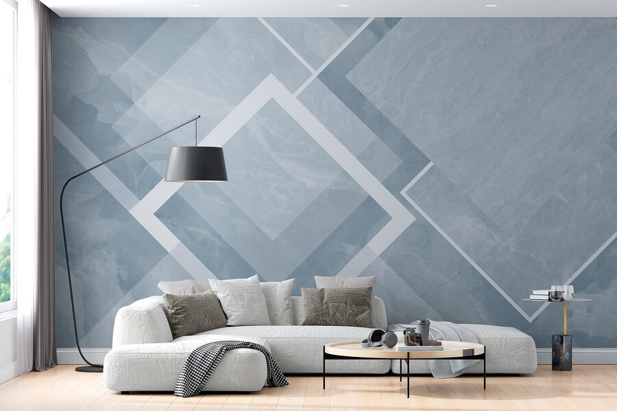 Blue and white background with white squares and lines Blue and white background with white squares and lines
