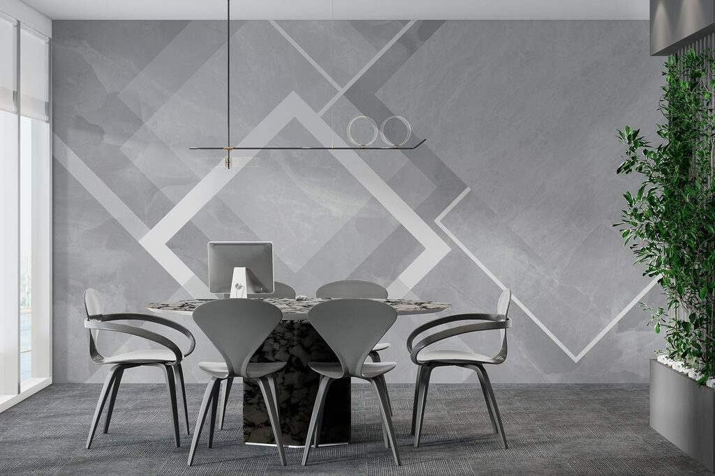 Grey and white background with white squares