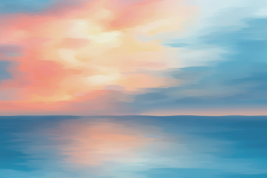 Blue and pink sky over water