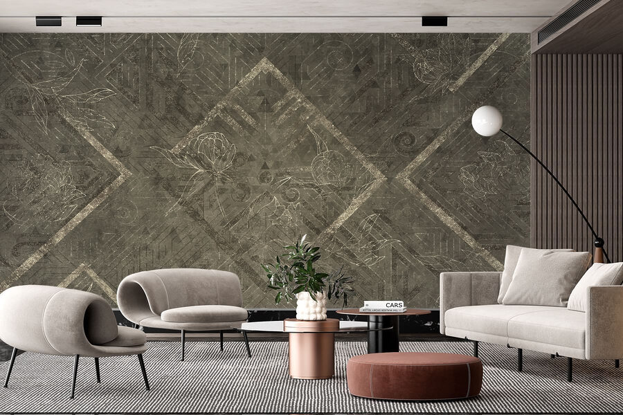 Wall murals Grey and white patterned surface