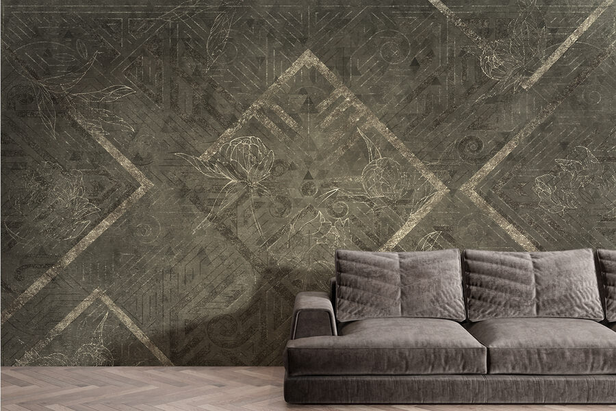 Wall murals Grey and white patterned surface - Image 2