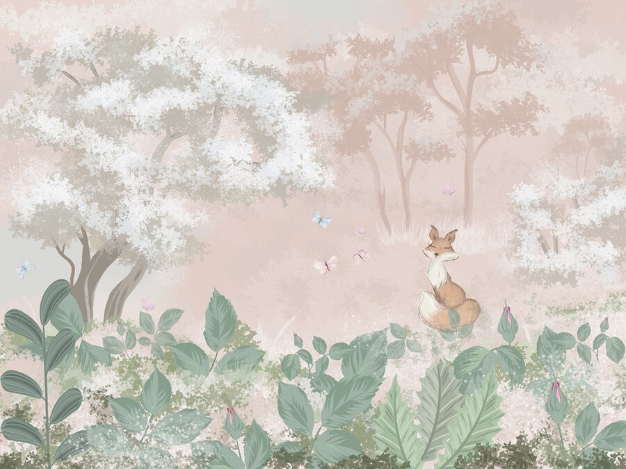 Wall murals Fox and butterflies in a forest - Image 5