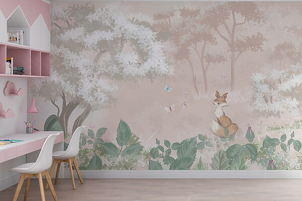 Fox and butterflies in a forest Fox and butterflies in a forest