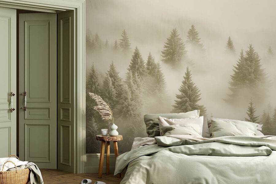 Group of trees in the fog