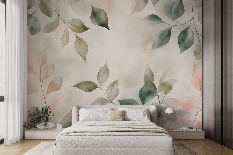 Wall murals Serene foliage in soft hues