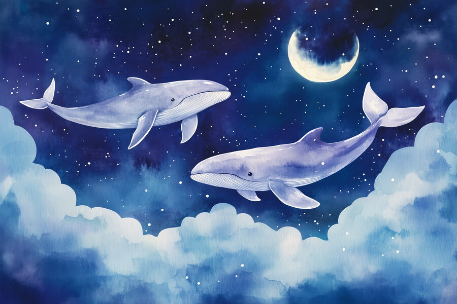 Two whales in the sky