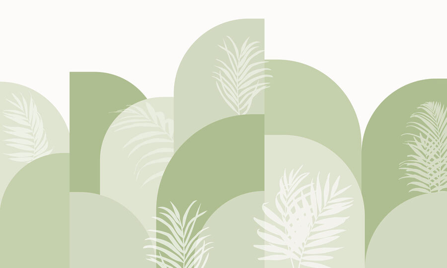 Green and white background with white leaves
