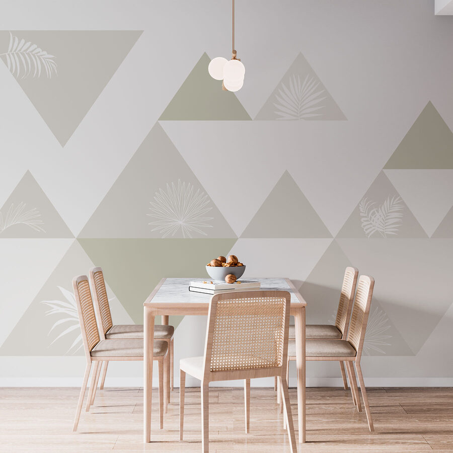White and grey triangles with leaves