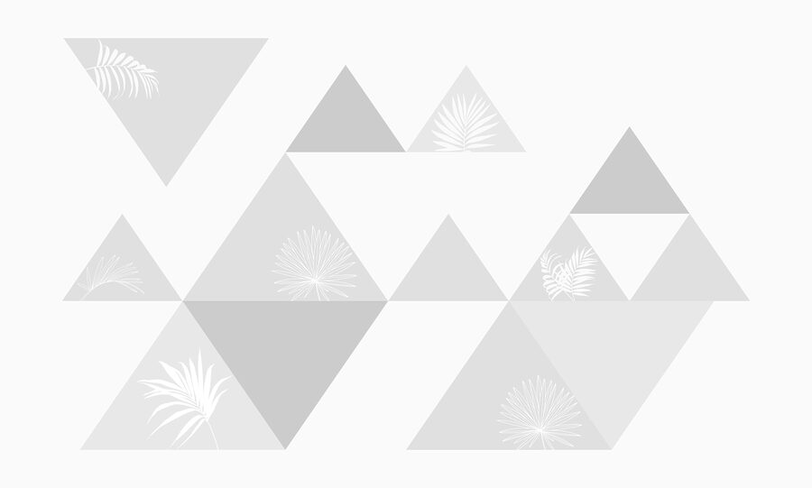 White and grey triangles with a pattern of leaves