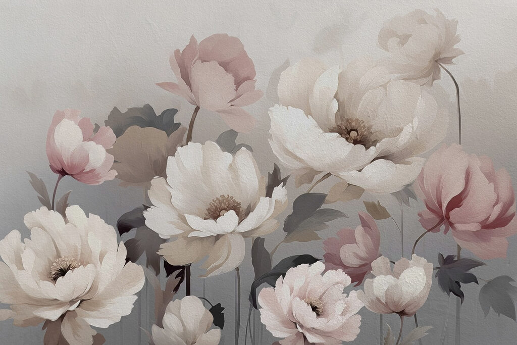Painting of flowers on a wall Painting of flowers on a wall