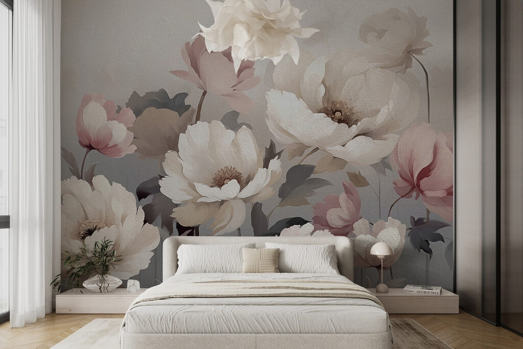 Painting of flowers on a wall