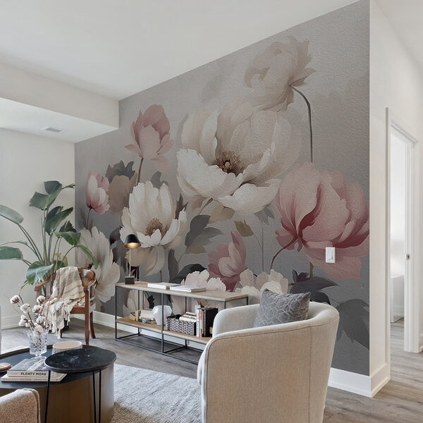 Painting of flowers on a wall Painting of flowers on a wall