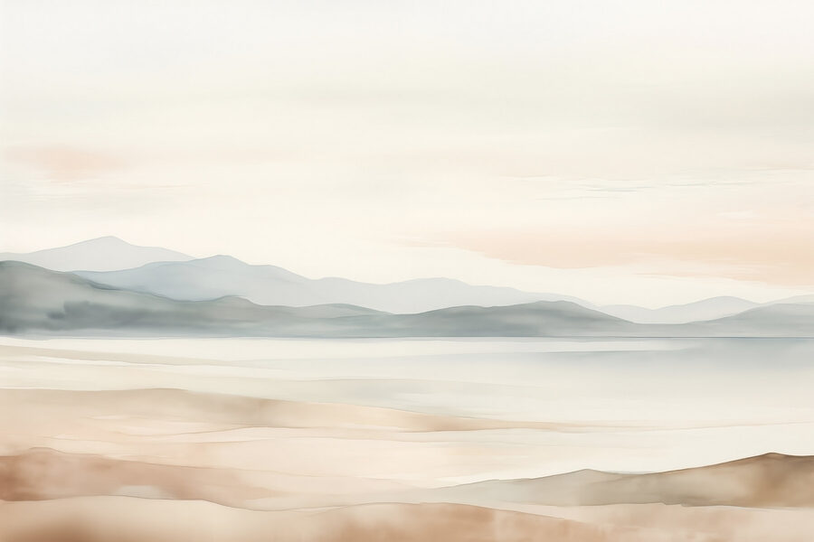 Landscape with hills and fog