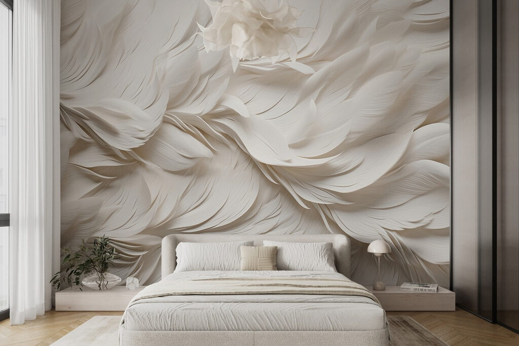 White feathers on a surface