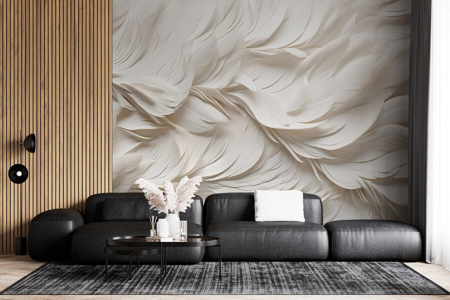 White feathers on a surface
