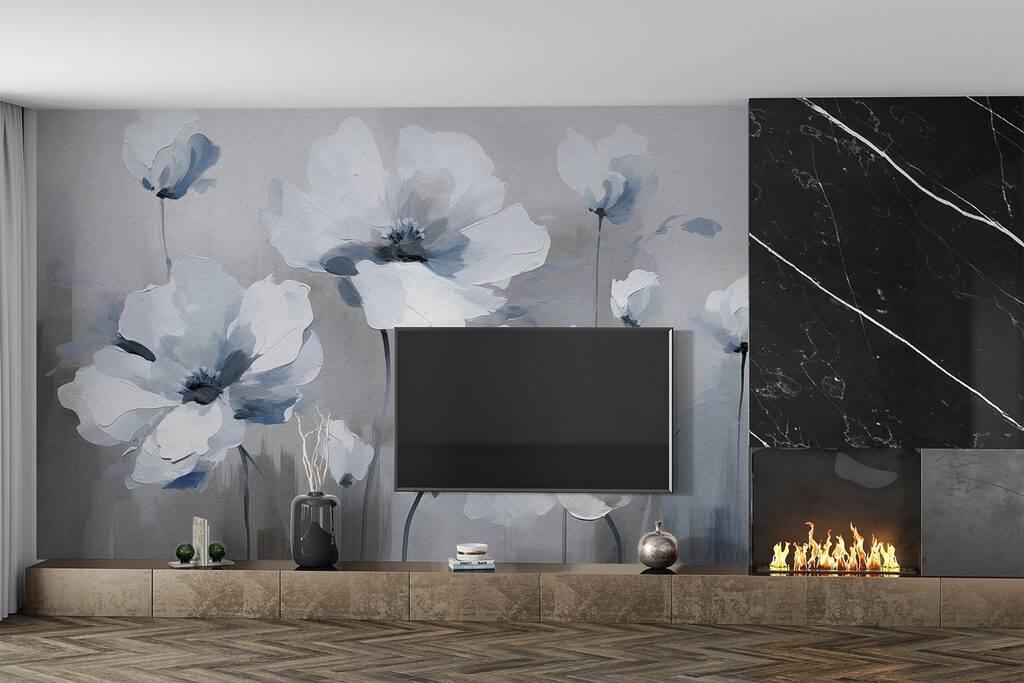 Painting of white flowers