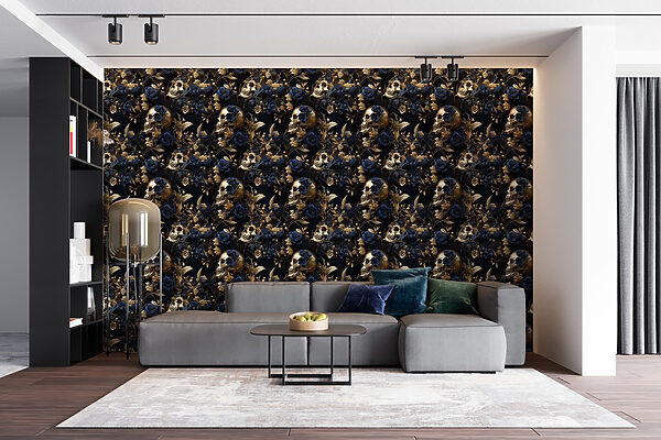 Pattern of skulls and flowers Pattern of skulls and flowers