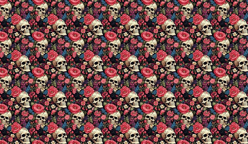 Pattern of skulls and flowers Pattern of skulls and flowers