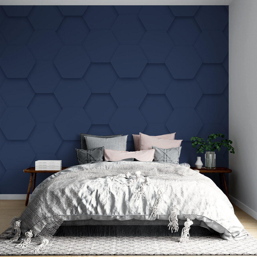 Blue hexagons on a surface
